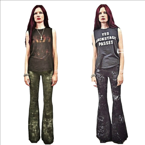 LONG LENGTH Tie Dye Bell Bottoms - High Waisted Tie Dyed Bells Boho Fes… - Picture 3 of 10